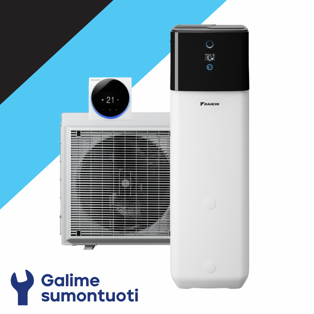 Daikin Altherma 3 R oras-vanduo šilumos siurblys su integruota 300 l talpa EHSXB08P30E komplekte ERGA08EVH7 galia 9.37 kW 1