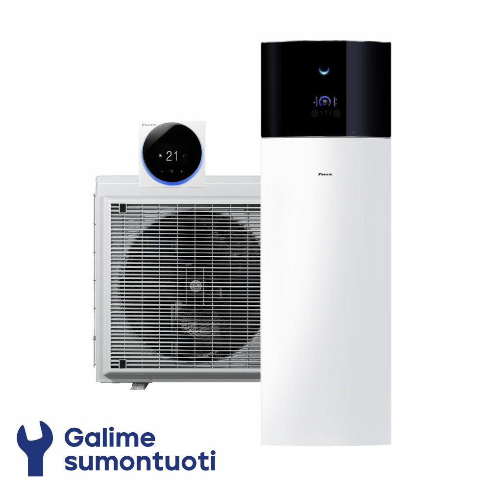 Daikin Altherma 3 R F oras-vanduo šilumos siurblys su integruota 230 l talpa EHVX08S23E6V komplekte ERGA06EVH galia 7.74 kW Daikin Altherma 3 R F oras-vanduo šilumos siurblys su integruota 230 l talpa EHVX08S23E6V komplekte ERGA06EVH galia 7.74 kW