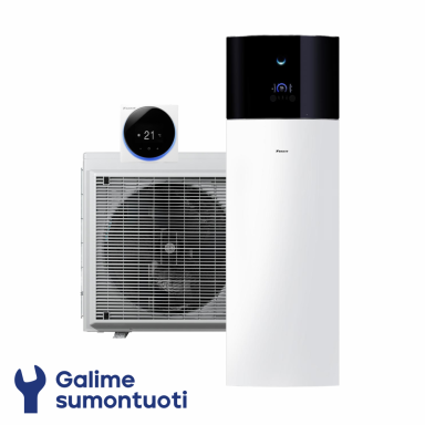 Daikin Altherma 3 R F oras-vanduo šilumos siurblys su integruota 180 l talpa EHVX08S18E9W komplekte ERGA06EVH galia 7.74 kW Daikin Altherma 3 R F oras-vanduo šilumos siurblys su integruota 180 l talpa EHVX08S18E9W komplekte ERGA06EVH galia 7.74 kW