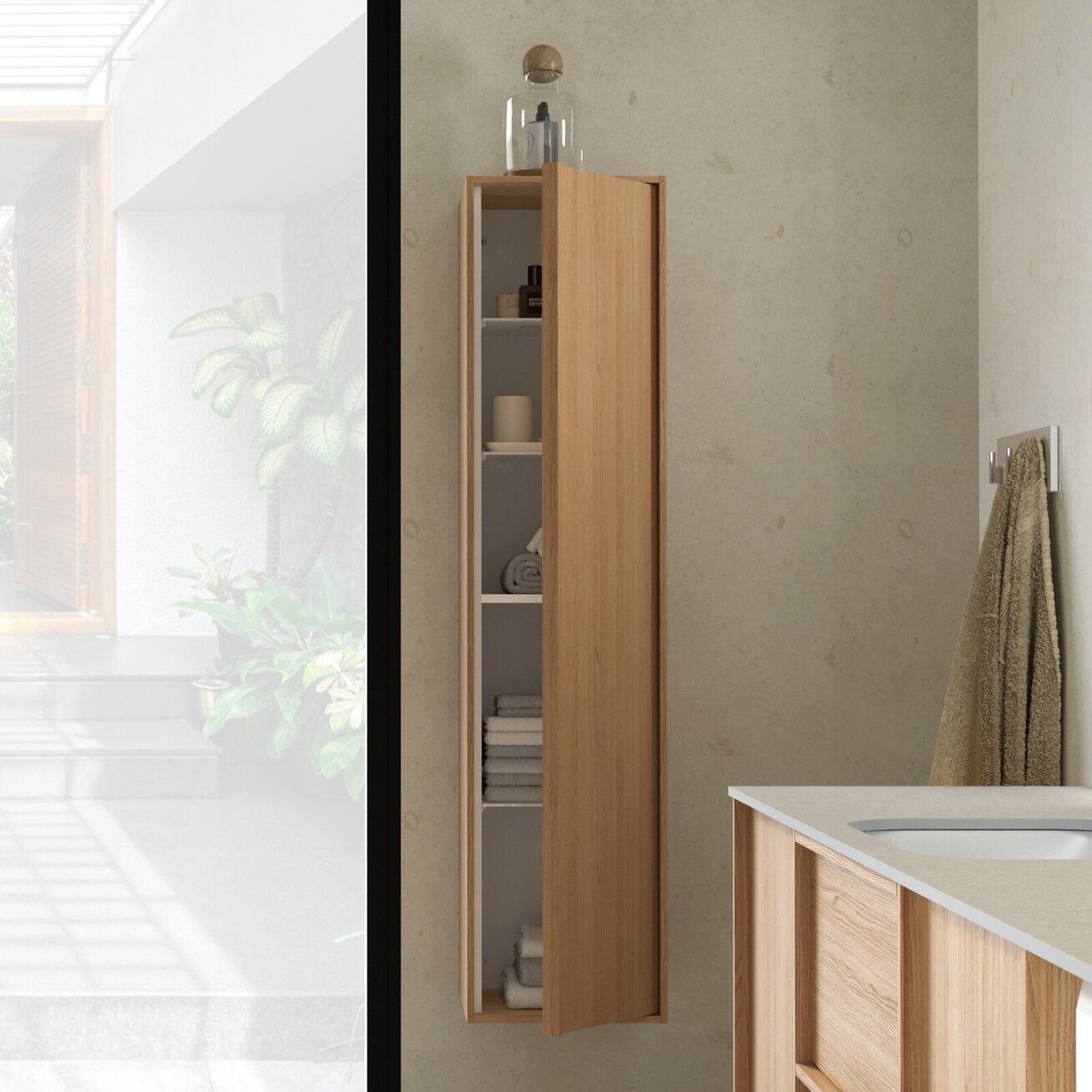 Kame Home aukšta vonios spintelė Varinio Ąžuolo Faneruotė TU/75-2-DB/N11-HM 4