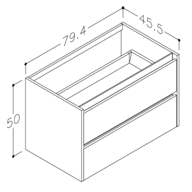 Kame City vonios spintelė 80 cm Juodas Ąžuolas BUC/8-3DR/1P2