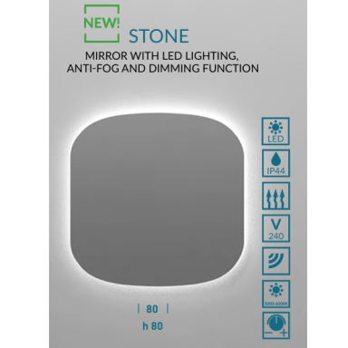 Kame Stone veidrodis 80 cm MR-O02/80-80